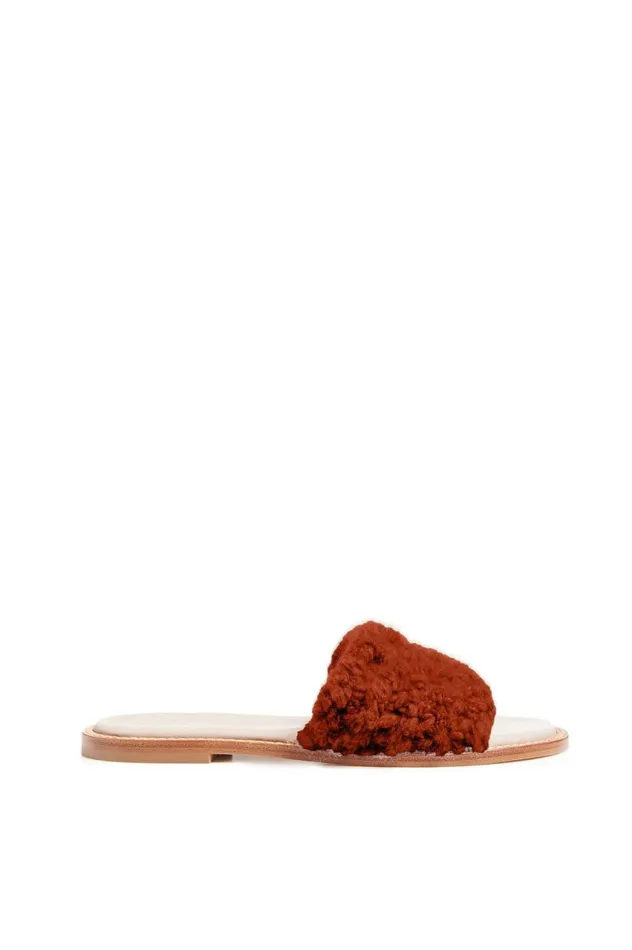 Women Sandals Gabriela Hearst Ballast Slide Sandal In Leather and Rust Cashmere