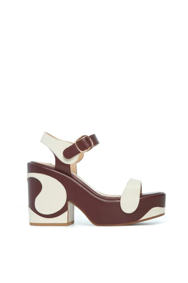 Women Sandals Gabriela Hearst Iris Platform Sandal In Cream Bordeaux Leather