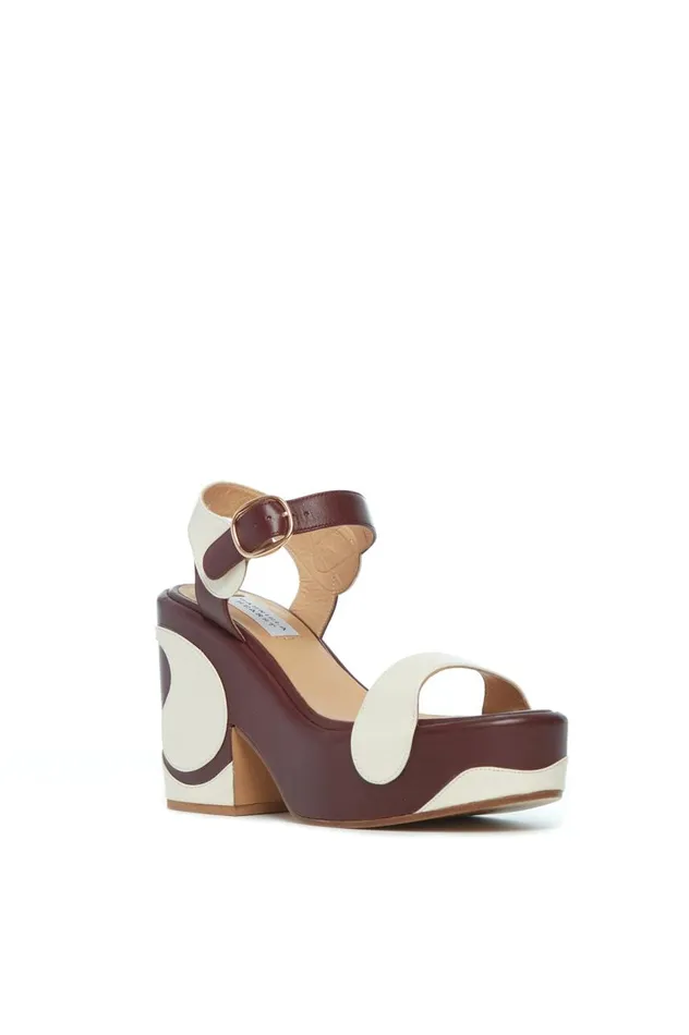 Women Sandals Gabriela Hearst Iris Platform Sandal In Cream Bordeaux Leather