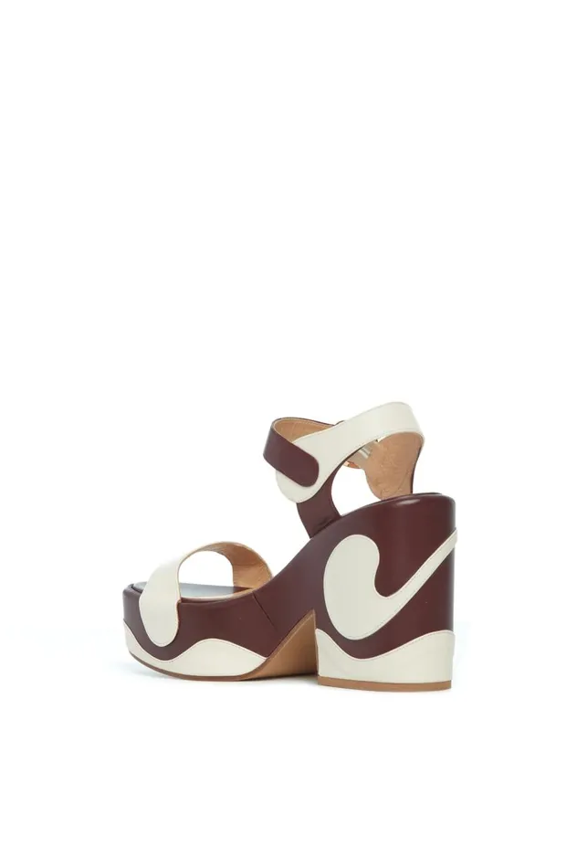 Women Sandals Gabriela Hearst Iris Platform Sandal In Cream Bordeaux Leather