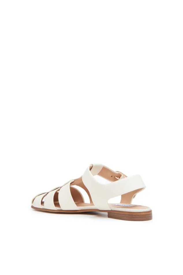 Women Sandals Gabriela Hearst Lynn Flat Sandal In Cream Leather