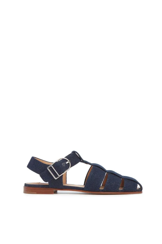 Women Sandals Gabriela Hearst Lynn Flat Sandal In Denim