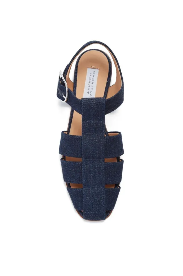 Women Sandals Gabriela Hearst Lynn Flat Sandal In Denim