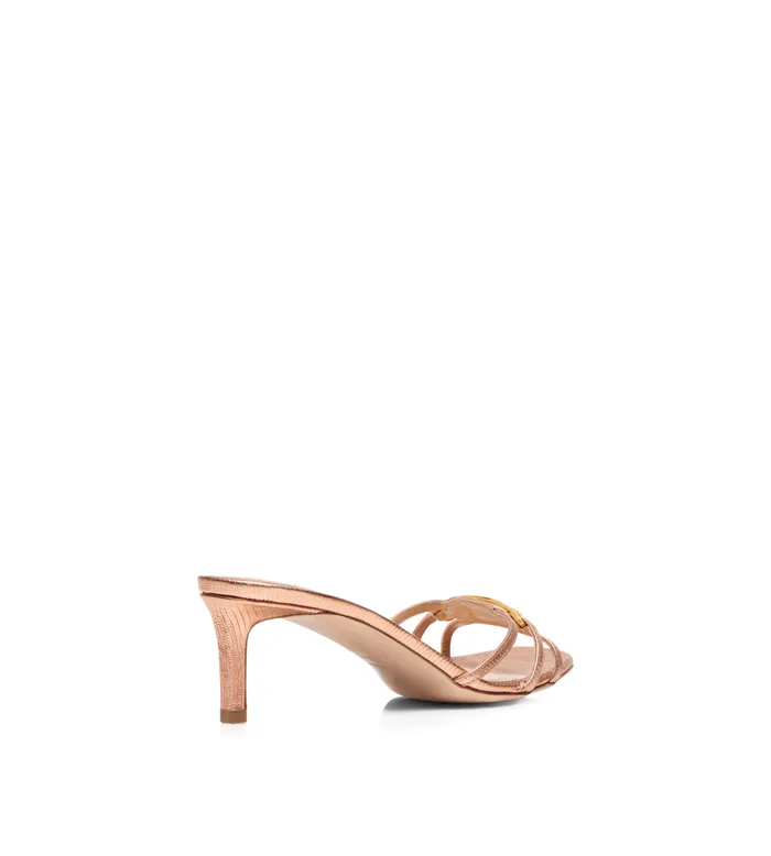 Women Sandals Tom Ford Laminated Stamped Lizard Leather Whitney Mule Rose Gold Women Sandals Tom Ford Laminated Stamped Lizard Leather Whitney Mule Rose Gold