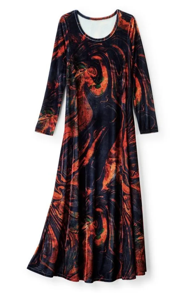 Women Santiago Stretch Velvet Dress Abstract Rust Soft Surroundings Dresses Women Santiago Stretch Velvet Dress Abstract Rust Soft Surroundings Dresses