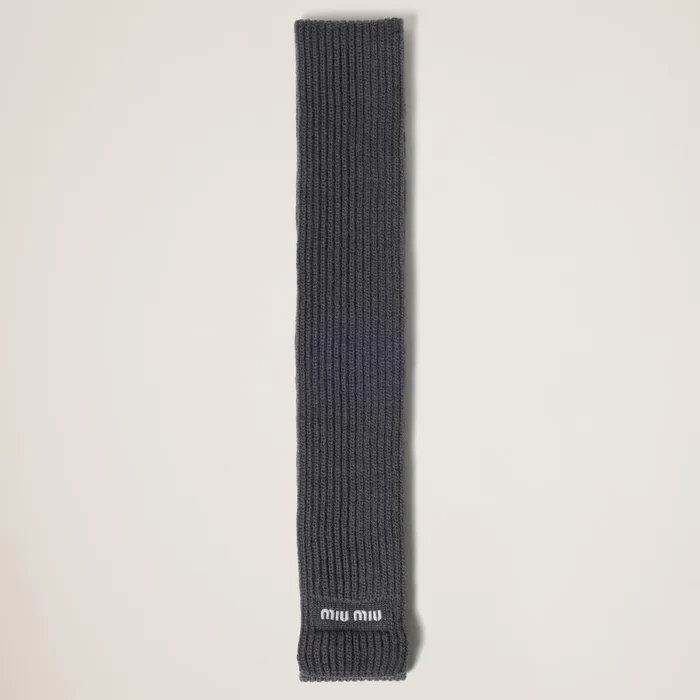 Women Scarves And Socks Miu Miu Wool Scarf Slate Graywhite
