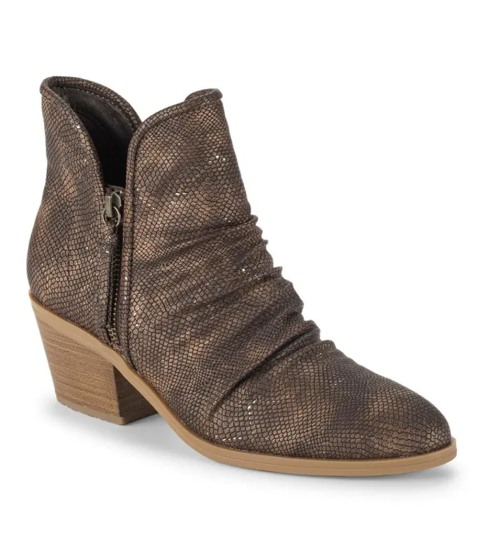 Women Serenity Block Heel Bootie Taupe Metallic Baretraps Booties