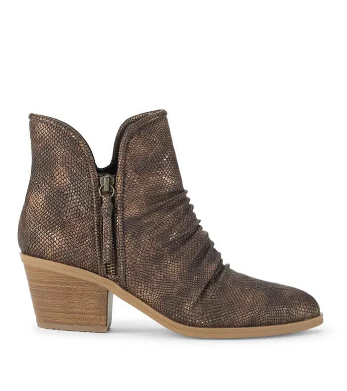 Women Serenity Block Heel Bootie Taupe Metallic Baretraps Booties