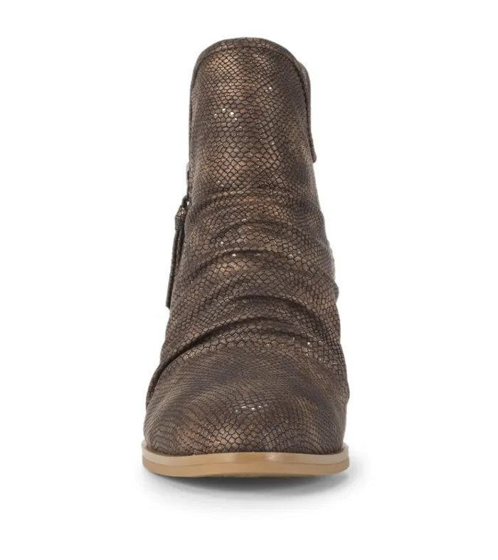 Women Serenity Block Heel Bootie Taupe Metallic Baretraps Booties