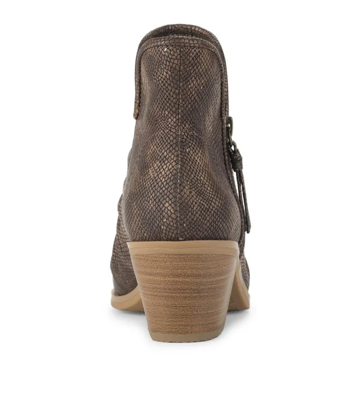 Women Serenity Block Heel Bootie Taupe Metallic Baretraps Booties
