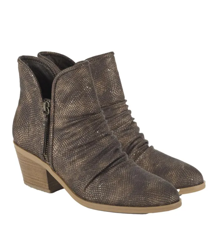 Women Serenity Block Heel Bootie Taupe Metallic Baretraps Booties