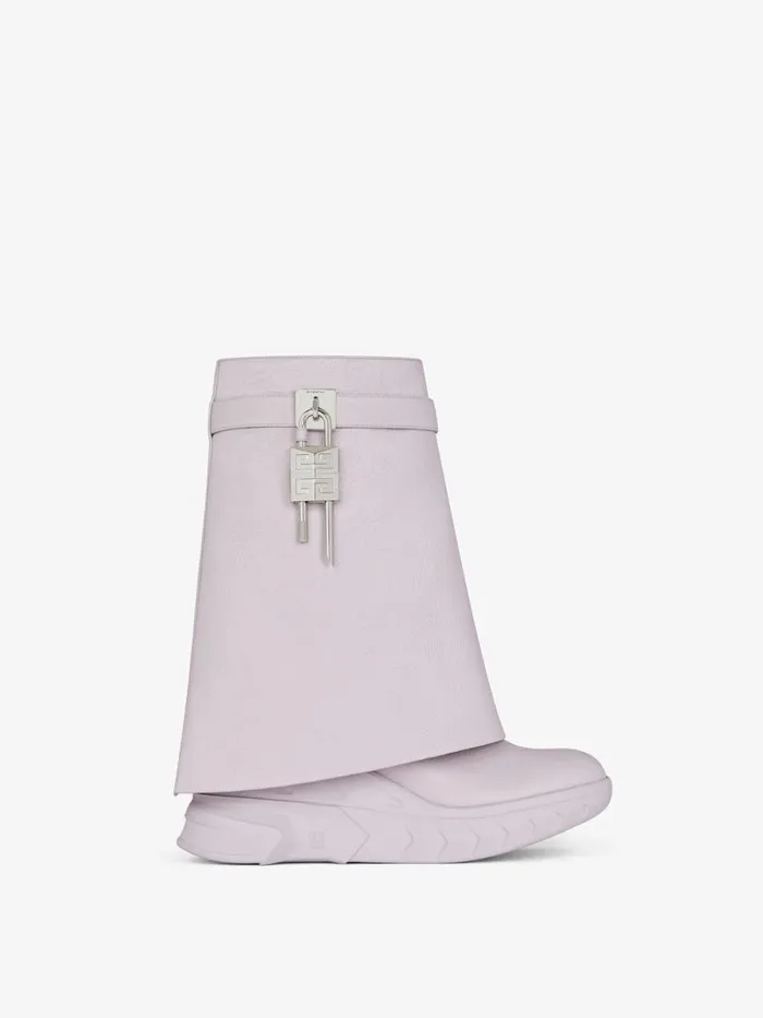 Women Shark Lock Givenchy Shark Lock Biker Ankle Boots In Grained Leather Soft Lilac