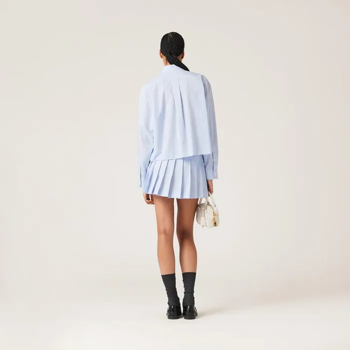 Women Shirts And Tops Miu Miu Gingham Check Poplin Shirt Whitelight Blue Women Shirts And Tops Miu Miu Gingham Check Poplin Shirt Whitelight Blue
