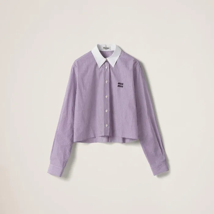 Women Shirts And Tops Miu Miu Striped Shirt Whitemauve
