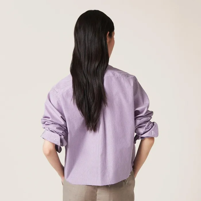 Women Shirts And Tops Miu Miu Striped Shirt Whitemauve Women Shirts And Tops Miu Miu Striped Shirt Whitemauve