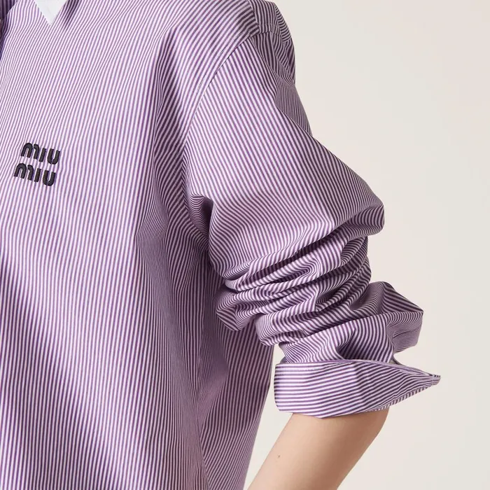 Women Shirts And Tops Miu Miu Striped Shirt Whitemauve Women Shirts And Tops Miu Miu Striped Shirt Whitemauve