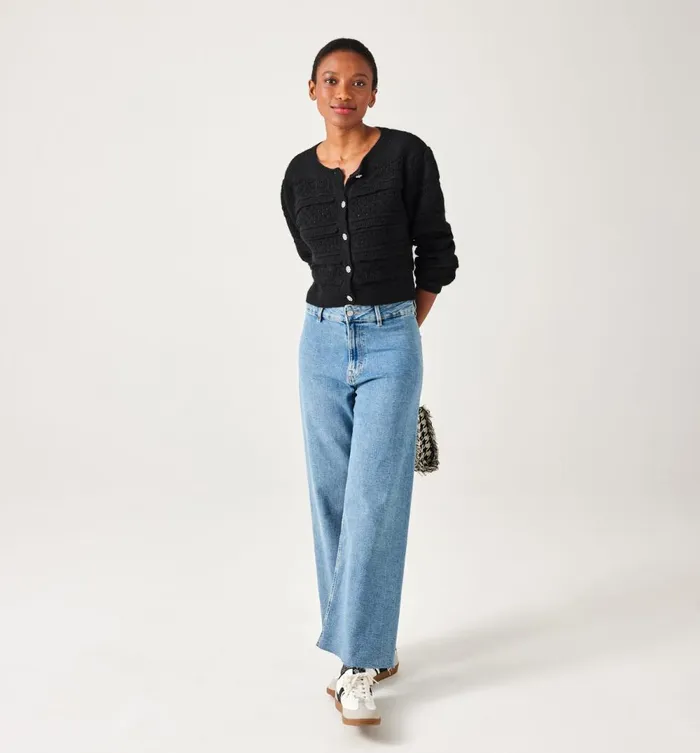 Women Short Cardi With Fancy Buttons 8211 Black Promod Jumpers And Cardigans Women Short Cardi With Fancy Buttons 8211 Black Promod Jumpers And Cardigans