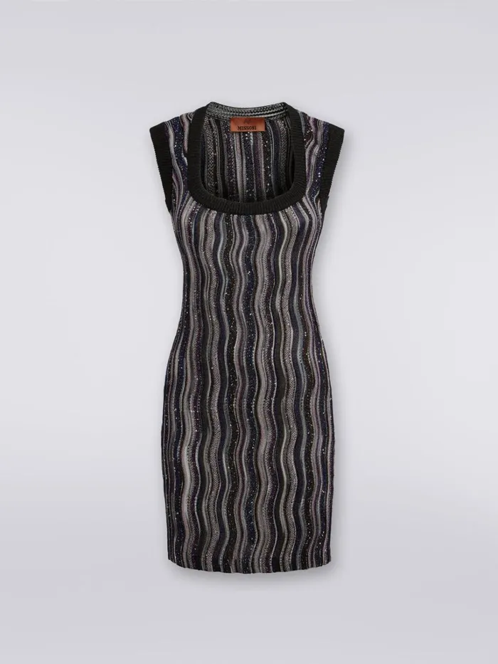 Women Short Dress With Square Neckline And Sequins Multicoloured Missoni Dresses