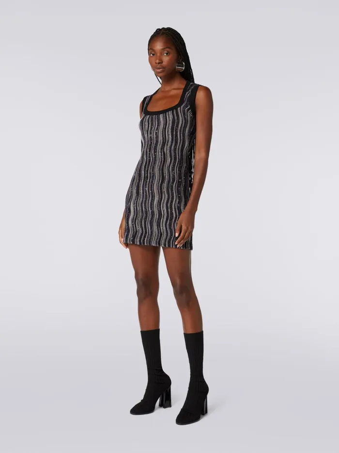 Women Short Dress With Square Neckline And Sequins Multicoloured Missoni Dresses Women Short Dress With Square Neckline And Sequins Multicoloured Missoni Dresses