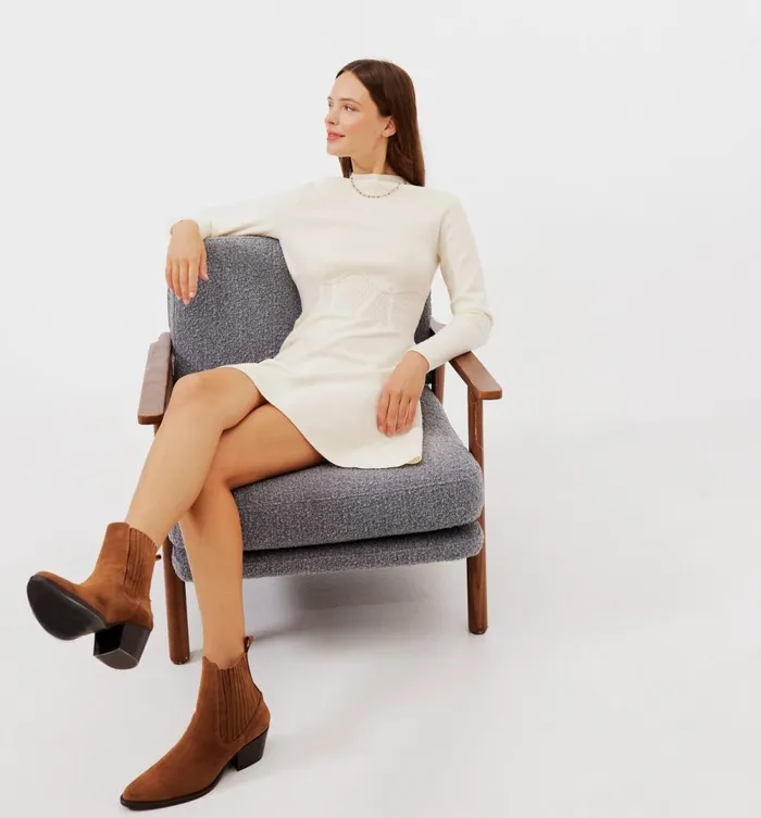 Women Short Knitted Dress 8211 Ecru Promod Dresses Women Short Knitted Dress 8211 Ecru Promod Dresses