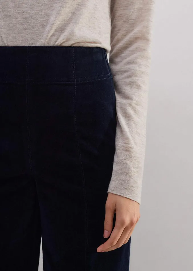Women ShortLength Cord Travel Palazzo Pant Navy MEEM