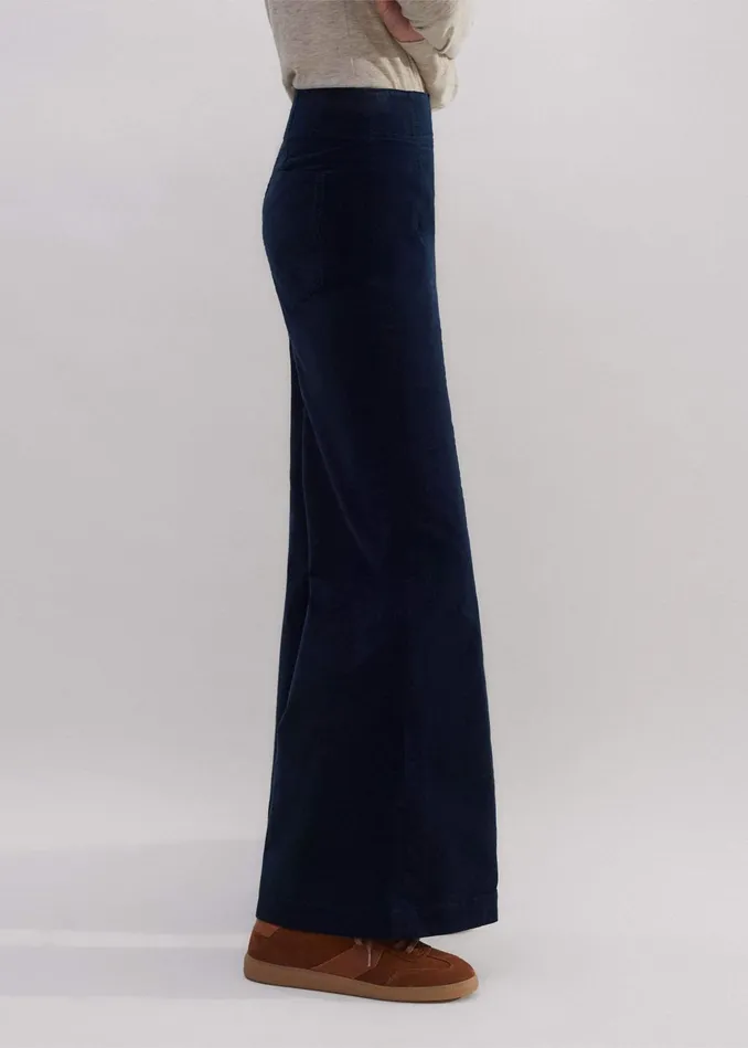 Women ShortLength Cord Travel Palazzo Pant Navy MEEM