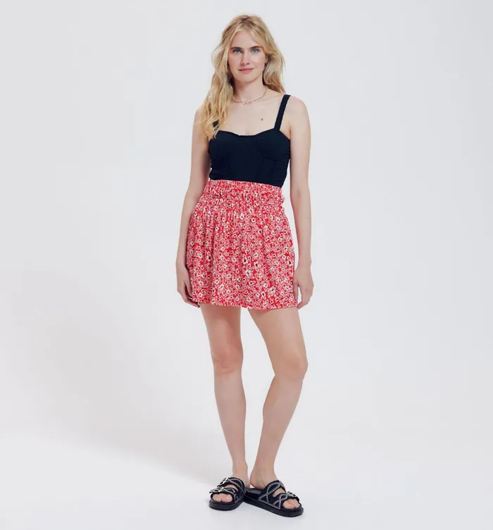 Women Short Patterned Skirt 8211 Red Print Promod Skirts Women Short Patterned Skirt 8211 Red Print Promod Skirts