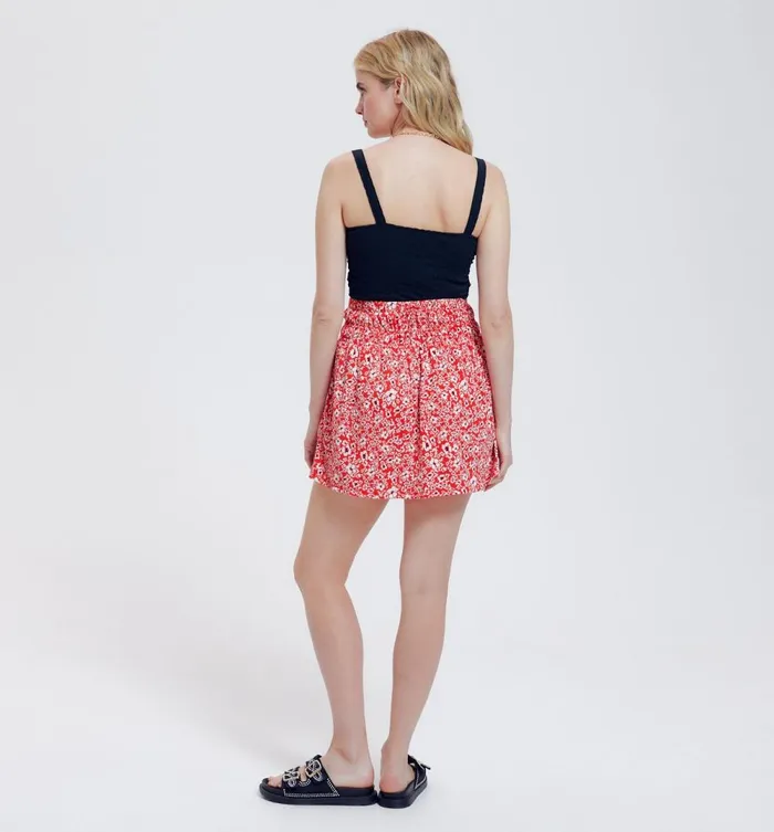 Women Short Patterned Skirt 8211 Red Print Promod Skirts Women Short Patterned Skirt 8211 Red Print Promod Skirts