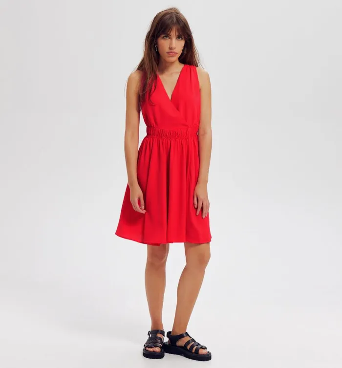 Women Short Plain Dress 8211 Red Promod Dresses Women Short Plain Dress 8211 Red Promod Dresses