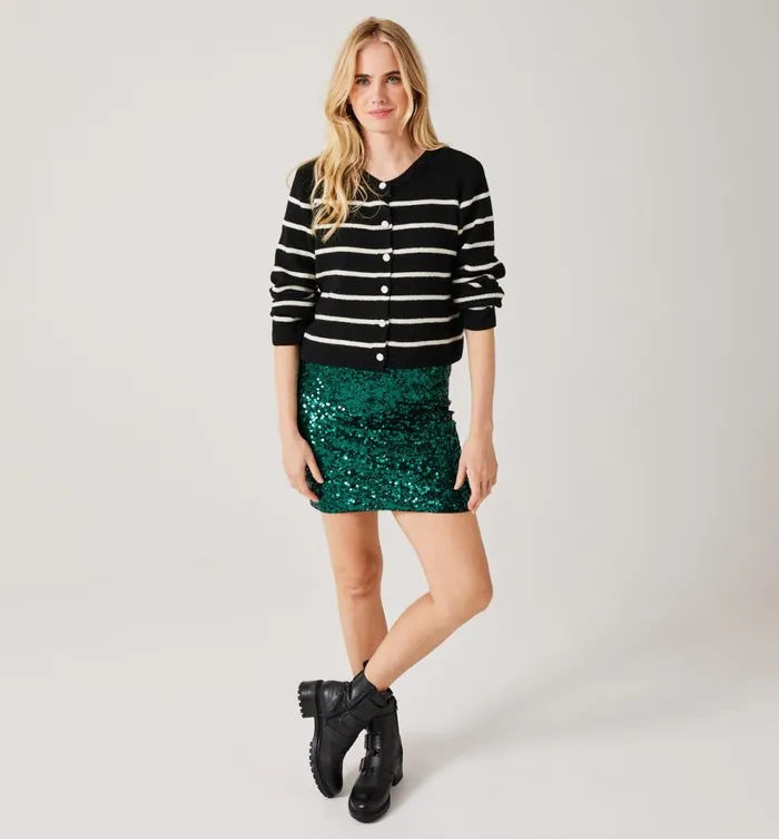 Women Short Sequinned Skirt 8211 Green Print Promod Skirts Women Short Sequinned Skirt 8211 Green Print Promod Skirts