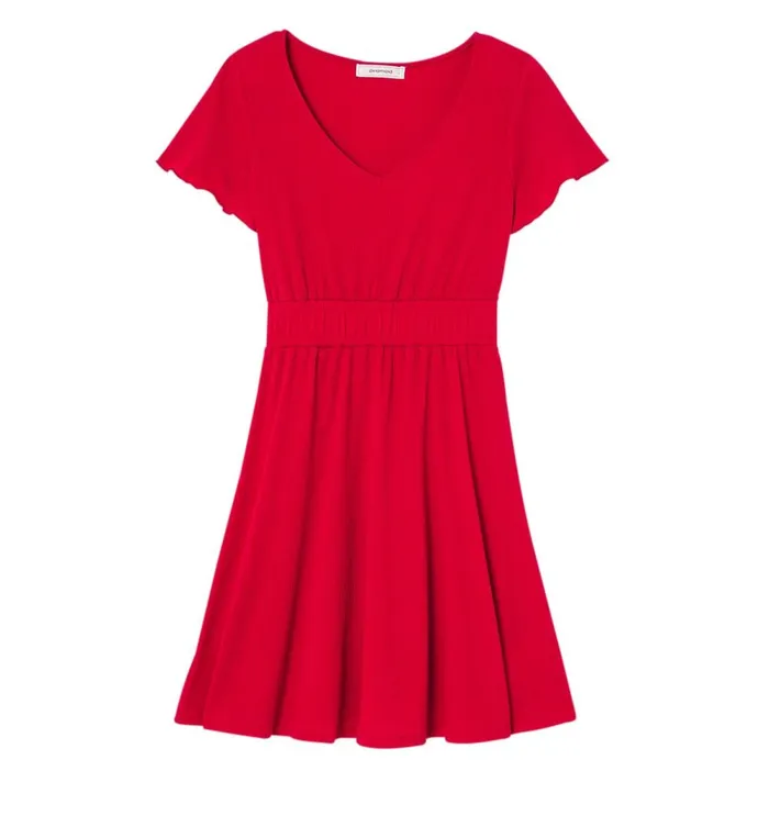 Women ShortSleeved Dress 8211 Red Promod Dresses Women ShortSleeved Dress 8211 Red Promod Dresses