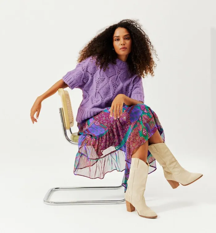 Women ShortSleeved Jumper 8211 Violet Promod Jumpers And Cardigans Women ShortSleeved Jumper 8211 Violet Promod Jumpers And Cardigans