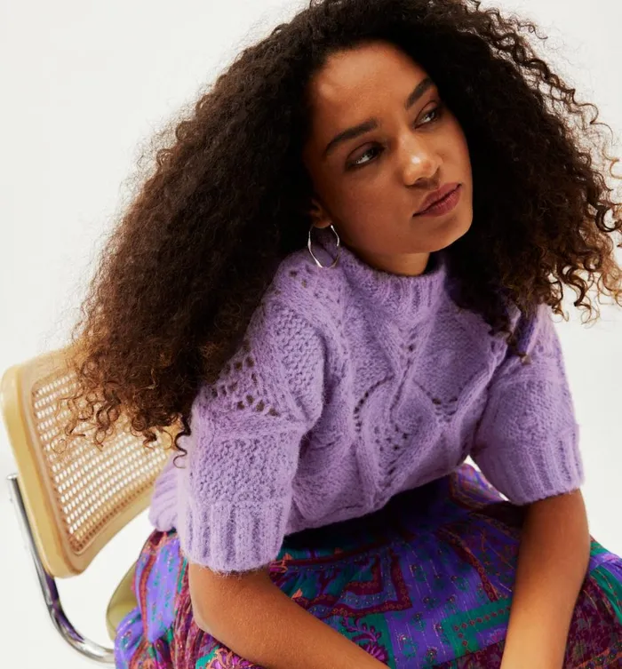 Women ShortSleeved Jumper 8211 Violet Promod Jumpers And Cardigans Women ShortSleeved Jumper 8211 Violet Promod Jumpers And Cardigans