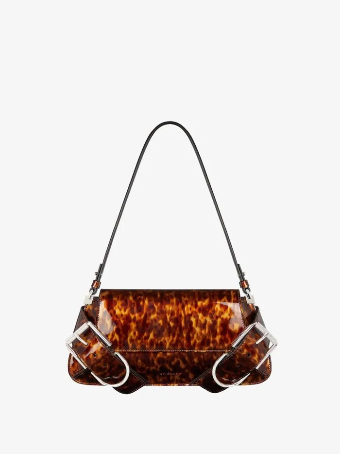 Women Shoulder Bags Givenchy Voyou Shoulder Flap Bag In Tortoiseshell Leather Blackbrown