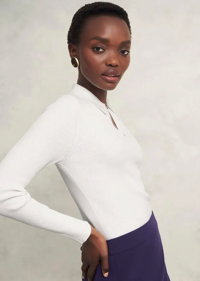 Women Sierra Knitted Shirt Warm Ivory Hobbs Jumpers and Cardigans
