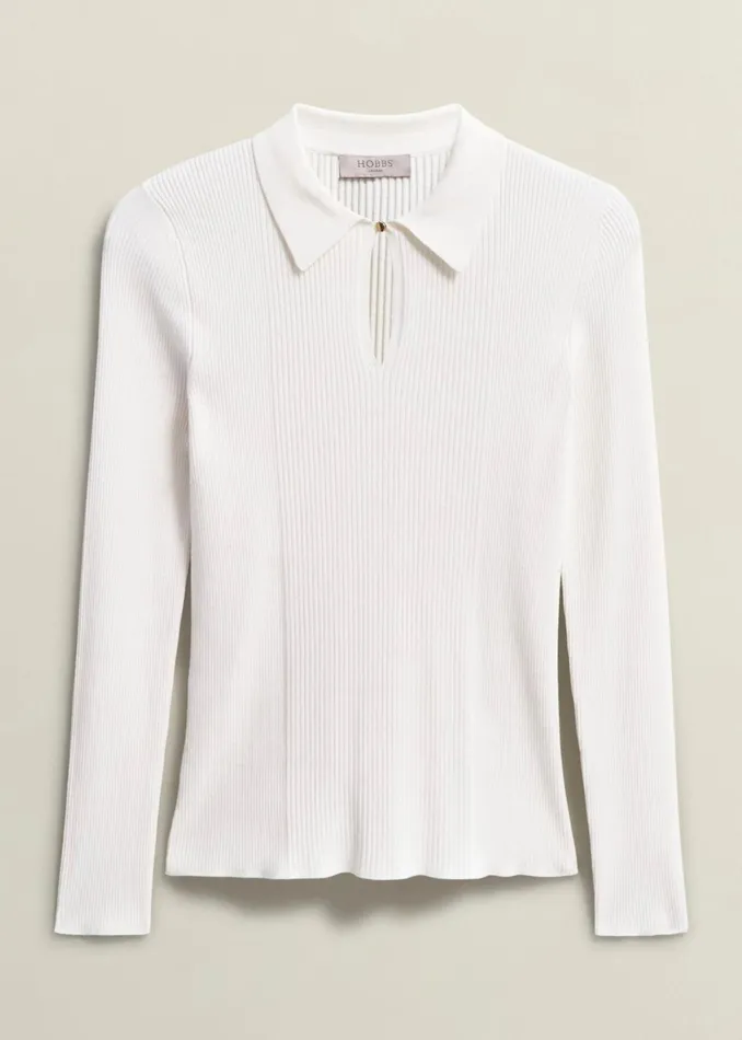 Women Sierra Knitted Shirt Warm Ivory Hobbs Jumpers and Cardigans