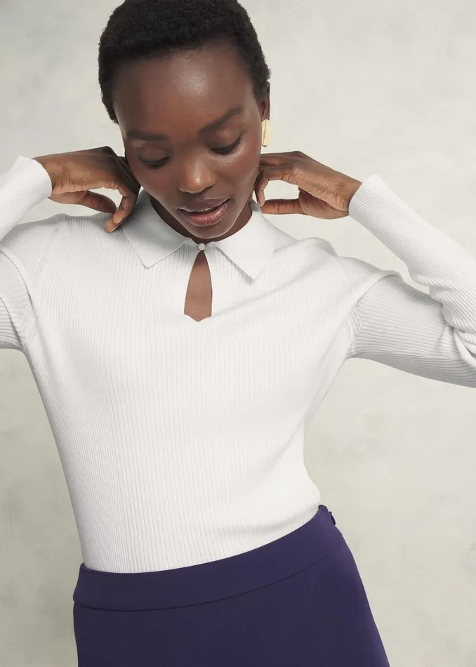 Women Sierra Knitted Shirt Warm Ivory Hobbs Jumpers and Cardigans