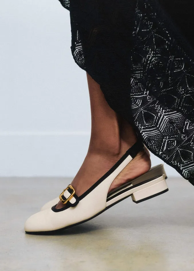 Women Signature Slingback Mary Jane Off Whiteblack MEEM
