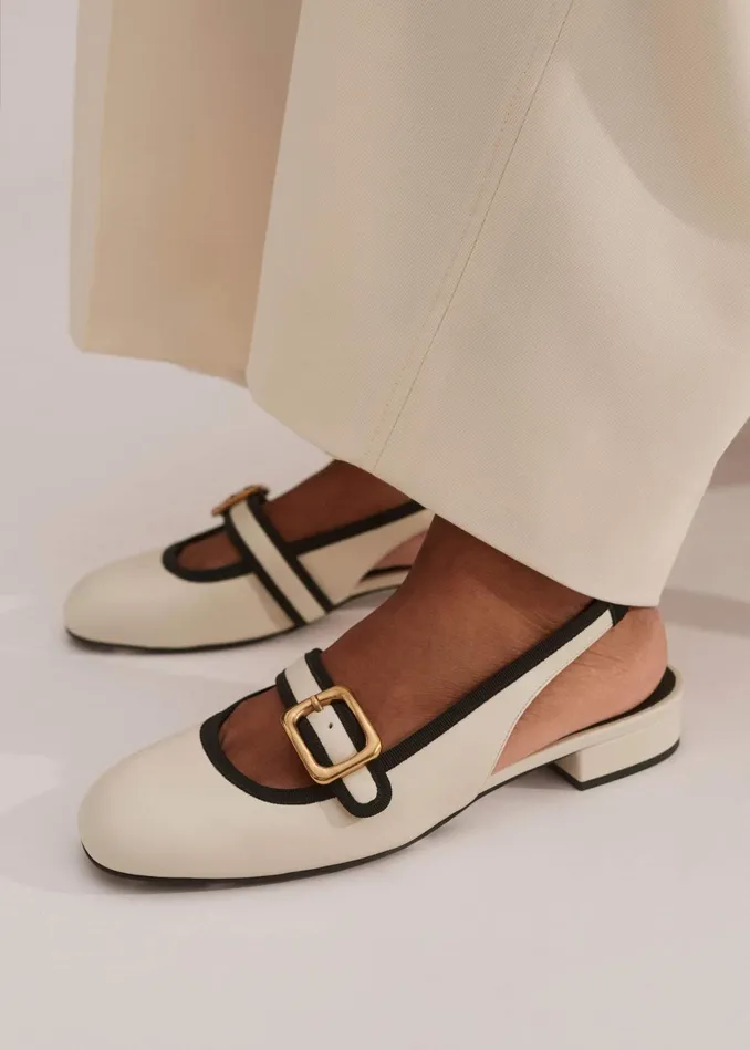 Women Signature Slingback Mary Jane Off Whiteblack MEEM