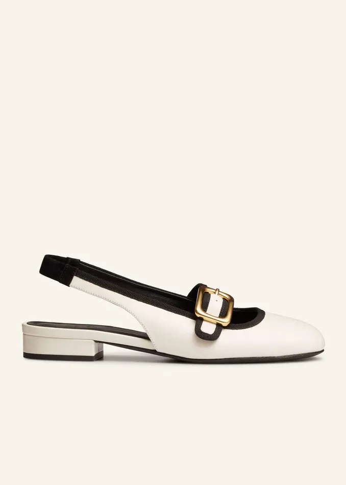 Women Signature Slingback Mary Jane Off Whiteblack MEEM