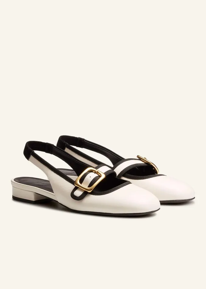 Women Signature Slingback Mary Jane Off Whiteblack MEEM