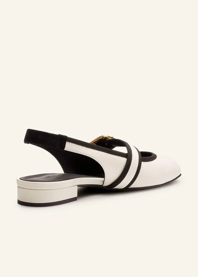 Women Signature Slingback Mary Jane Off Whiteblack MEEM