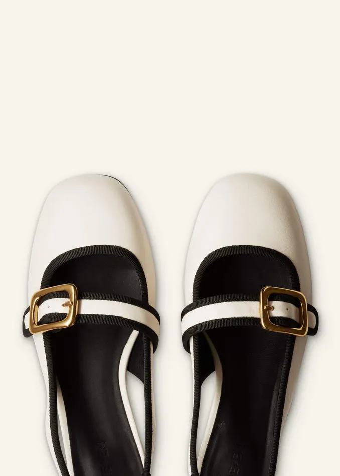 Women Signature Slingback Mary Jane Off Whiteblack MEEM