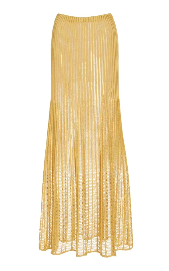 Women Skirts Gabriela Hearst Althea Knit Skirt In Gold Shappe Silk