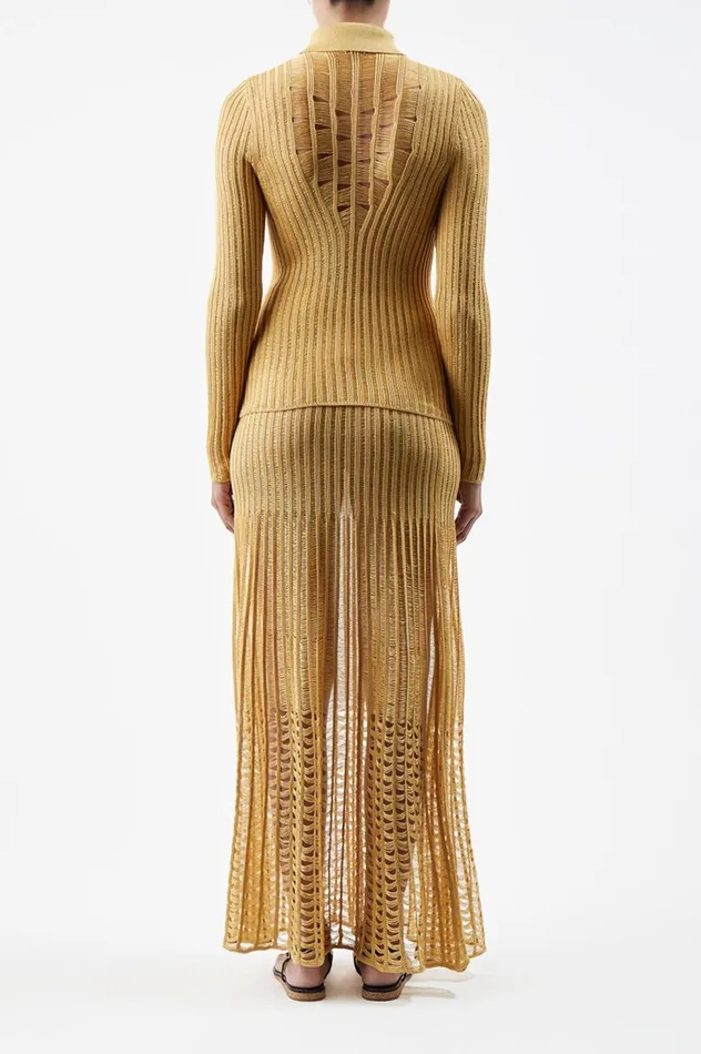 Women Skirts Gabriela Hearst Althea Knit Skirt In Gold Shappe Silk