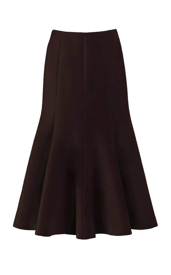 Women Skirts Gabriela Hearst Amy Skirt In Chocolate DoubleFace Recycled Cashmere Felt