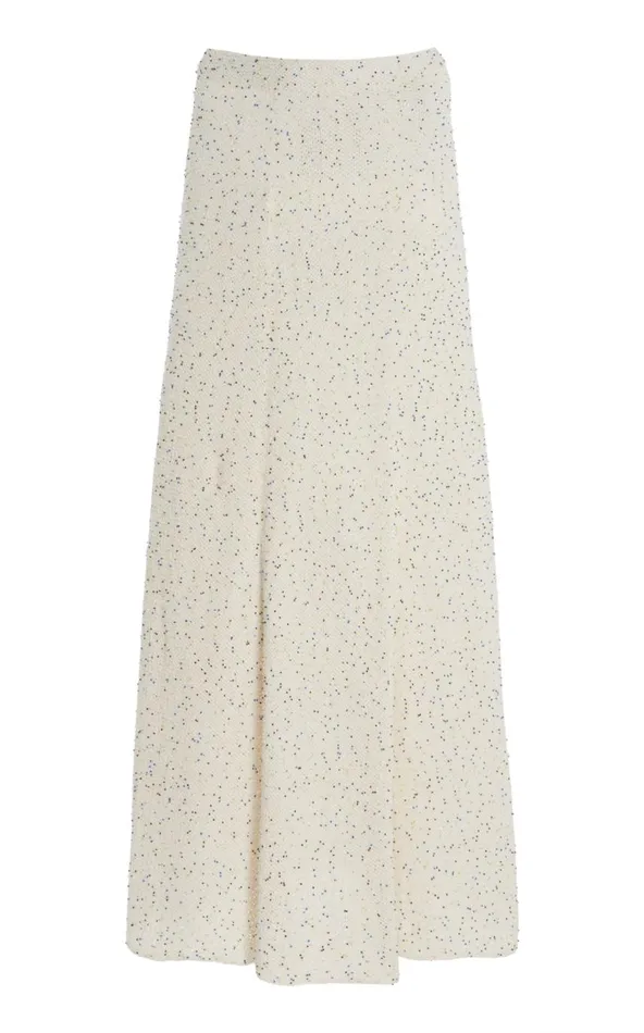 Women Skirts Gabriela Hearst Floris Knit Skirt In White Beaded Silk