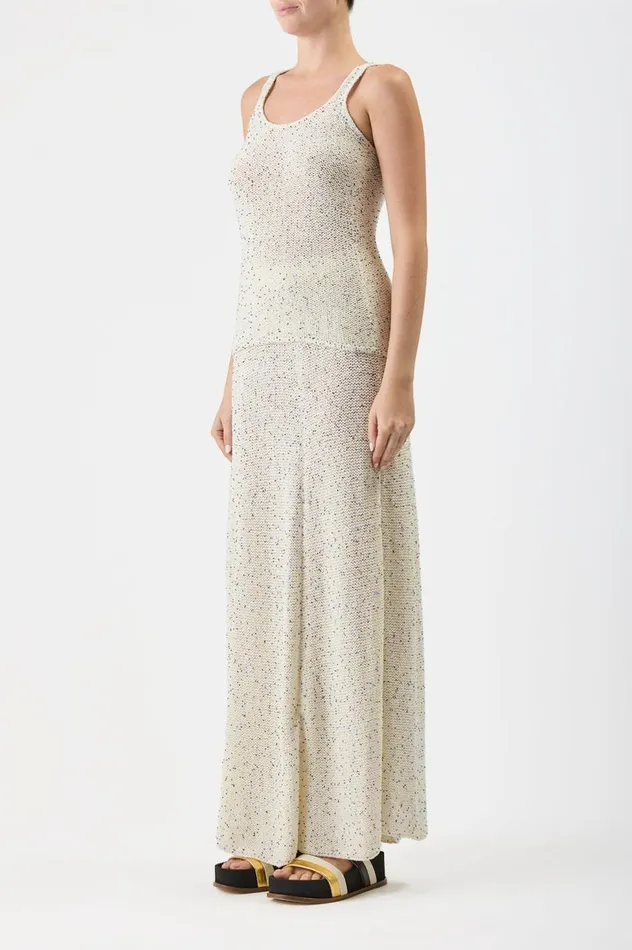 Women Skirts Gabriela Hearst Floris Knit Skirt In White Beaded Silk