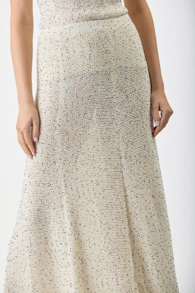 Women Skirts Gabriela Hearst Floris Knit Skirt In White Beaded Silk