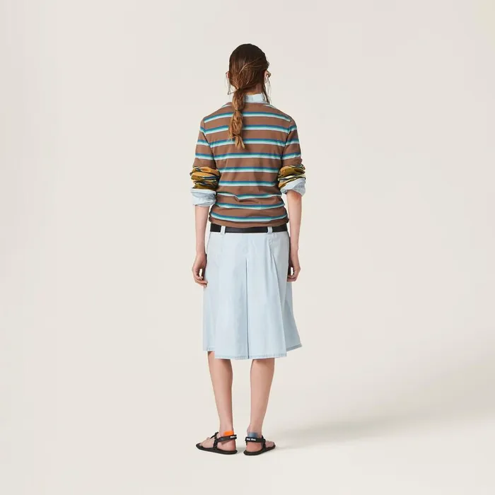 Women Skirts Miu Miu Pleated Chambray Skirt Light Blue